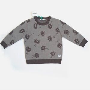 Indikidual Kids Splat Print Knit Sweater Grey Monster Crewneck Size 3-5Y